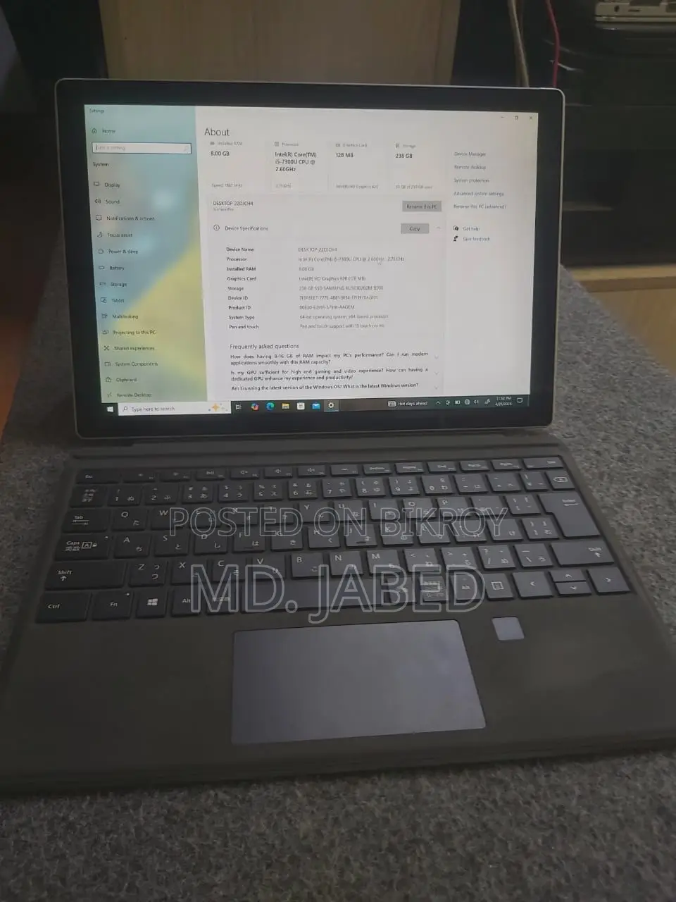 Laptop HP X2 8GB Intel Core I5 SSD 256GB