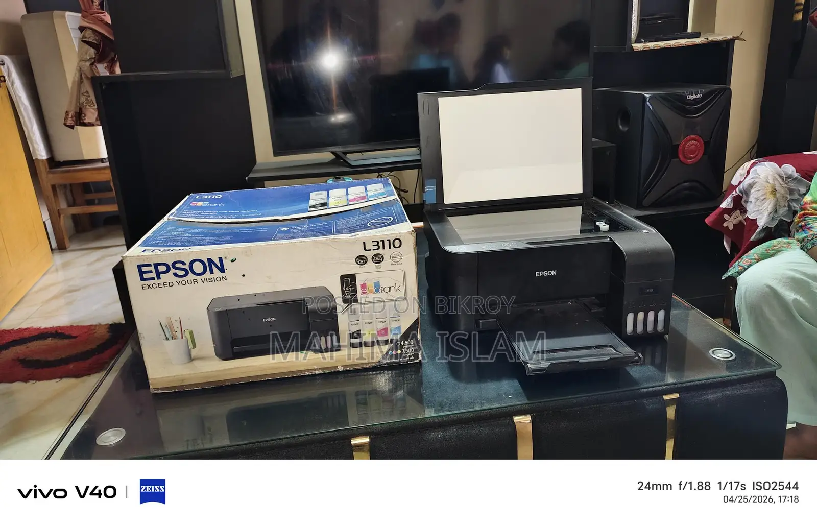 অরিজিনাল Epson L3110 প্রিন্টার – প্রিন্ট, স্ক্যান, কপি একসাথে!”