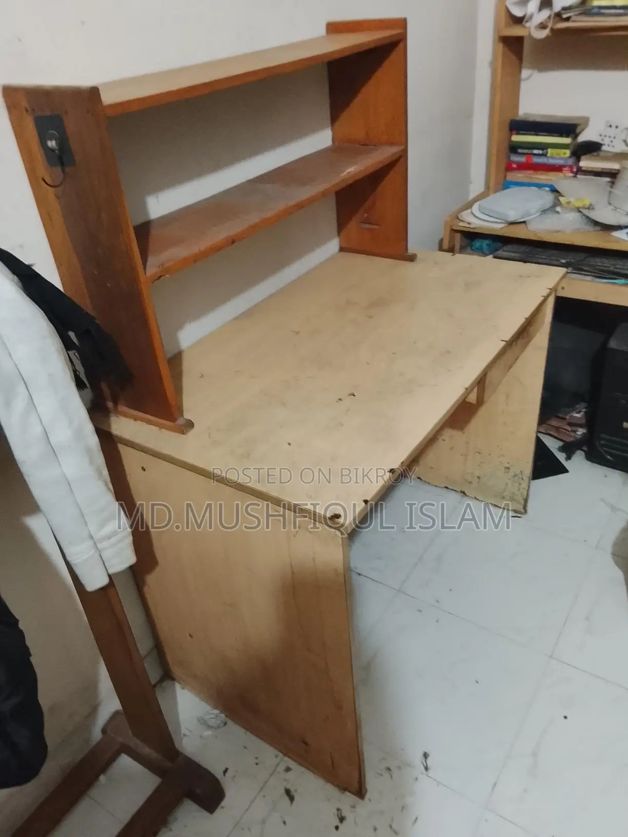 Computer table, with bookshelf.