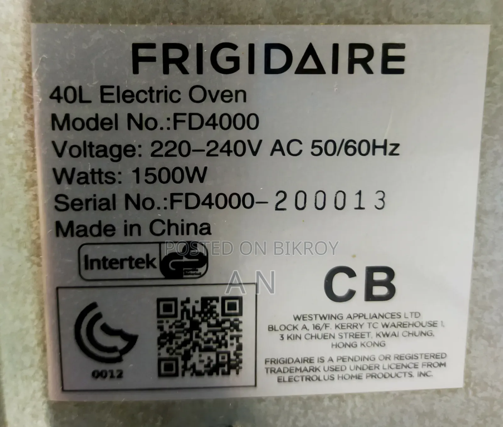 Frigidaire Electric Oven for Sale