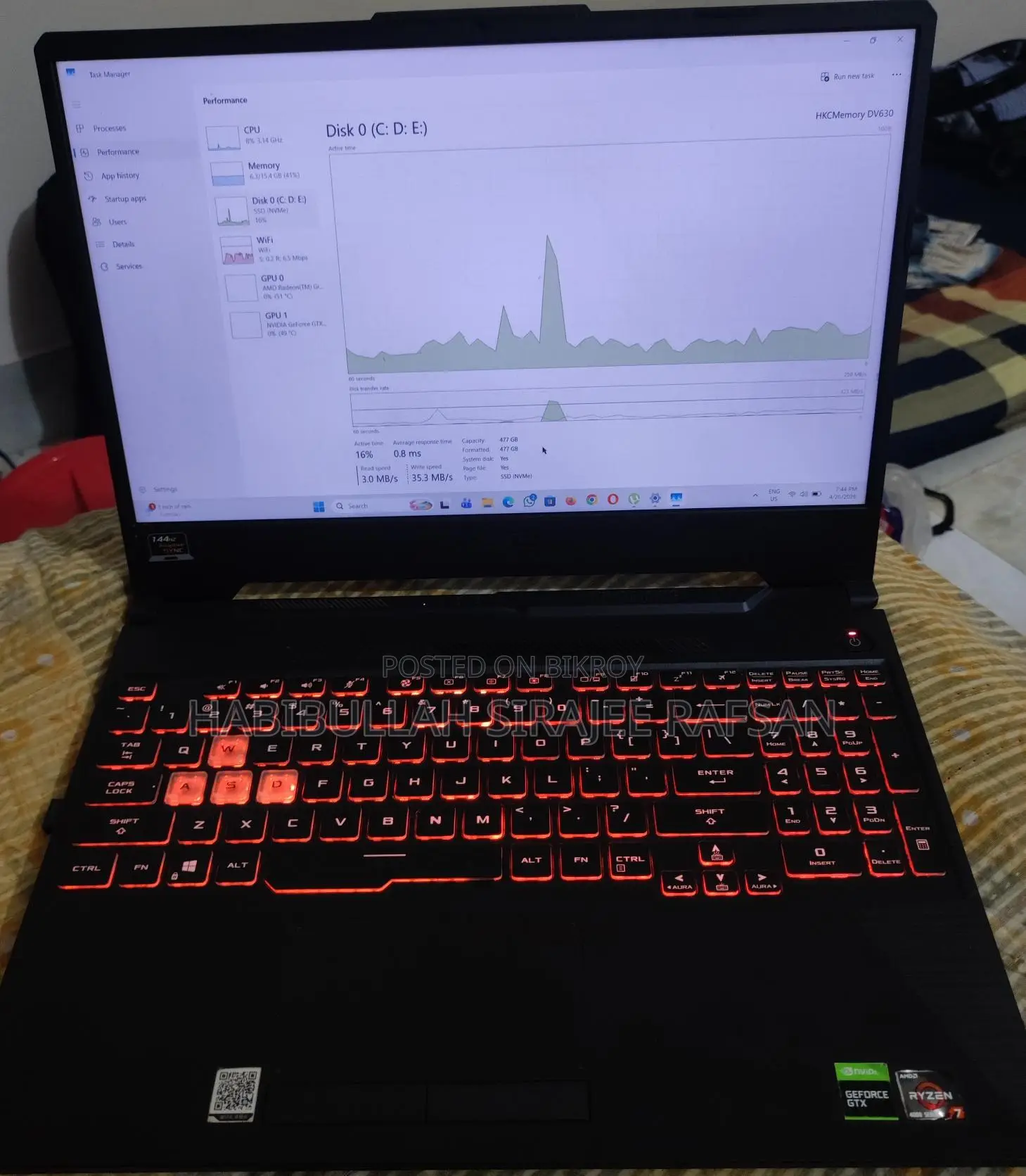 Asus TUF Gaming A15 FA506IU (ফ্রেশ কন্ডিশন; প্রায় নতুন)