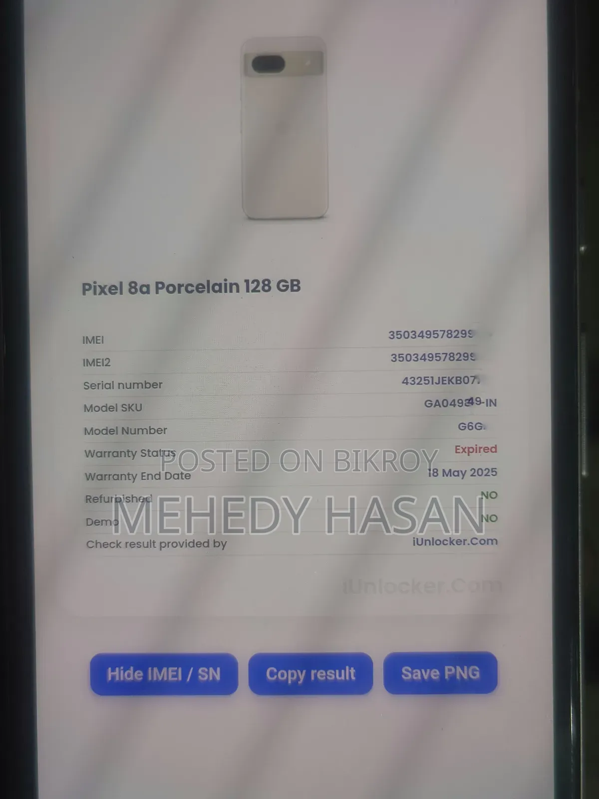 New Google Pixel 8a 128 GB White