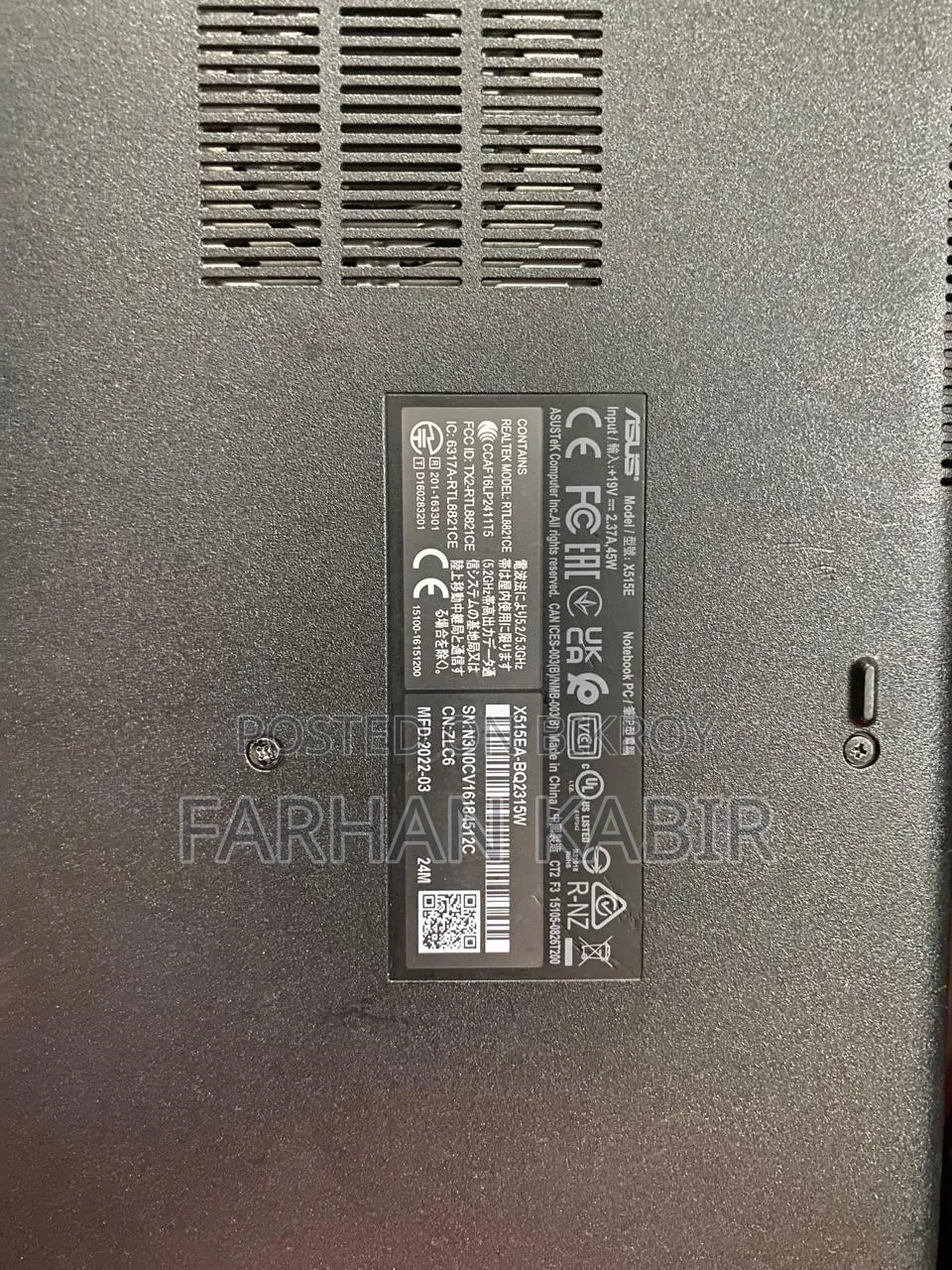 Laptop Asus VivoBook 15 X510UQ 4GB Intel Core I3 SSD 1T