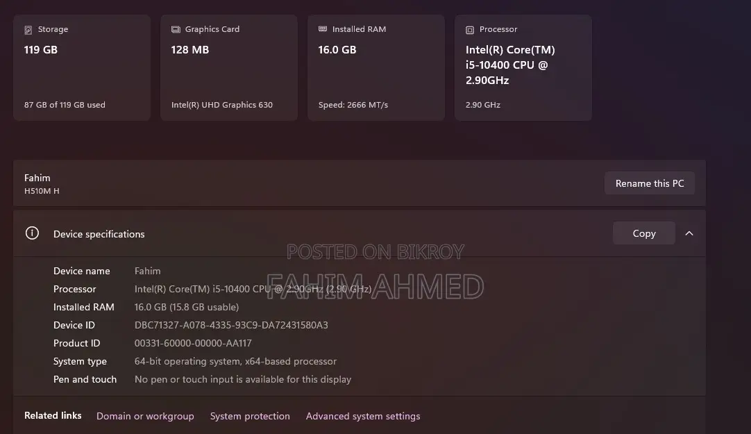 Gigabyte GA-H110MSTX-HD3-ZK 16GB Intel Core I5 SSD 128GB
