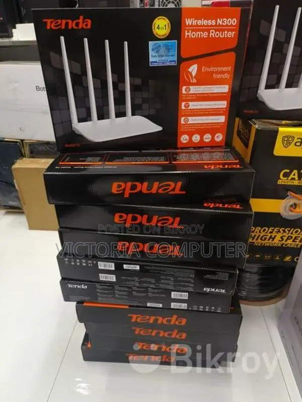 Tenda F6 300mbps N300 4 Antenna Wifi Router (flat Shape).