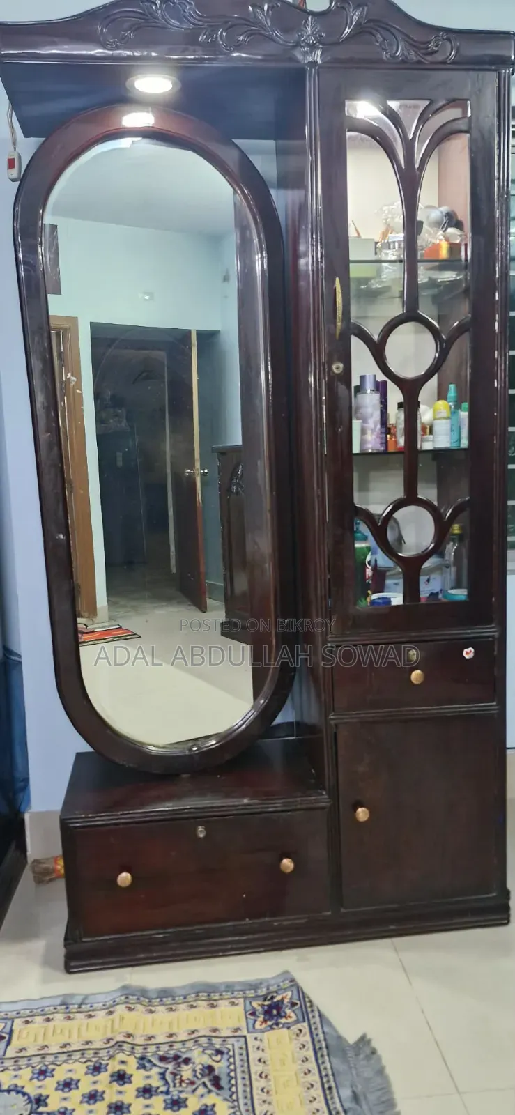 শোকেস আলমারি সেগুন কাঠের
