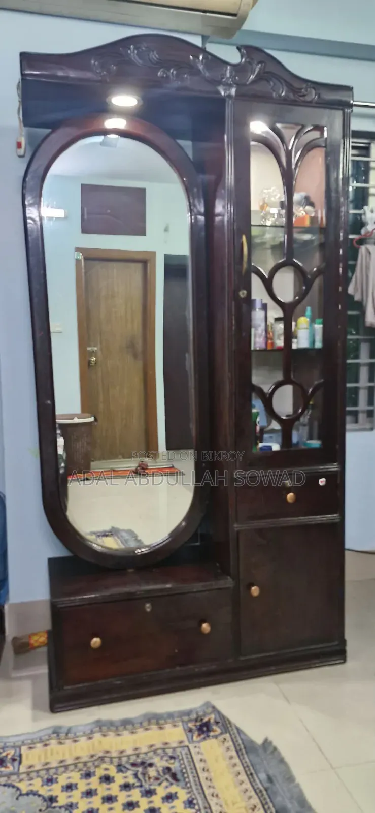 শোকেস আলমারি সেগুন কাঠের
