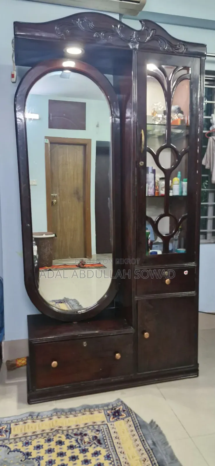 শোকেস আলমারি সেগুন কাঠের