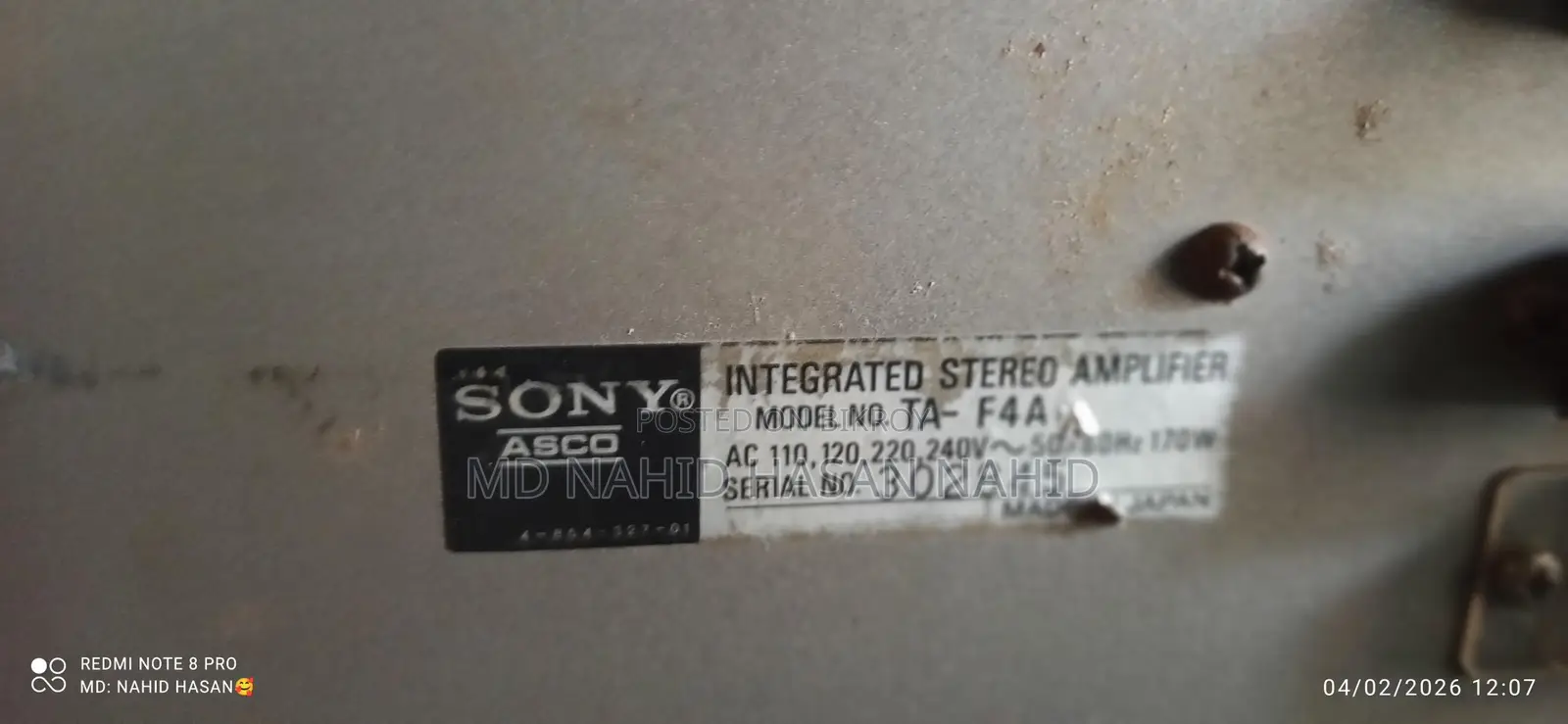 Ta-t4a Sony Amplifier