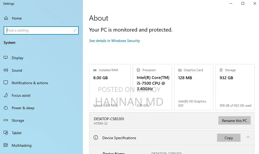 Desktop Computer Dell 8GB Intel Core I5 HDD 1T