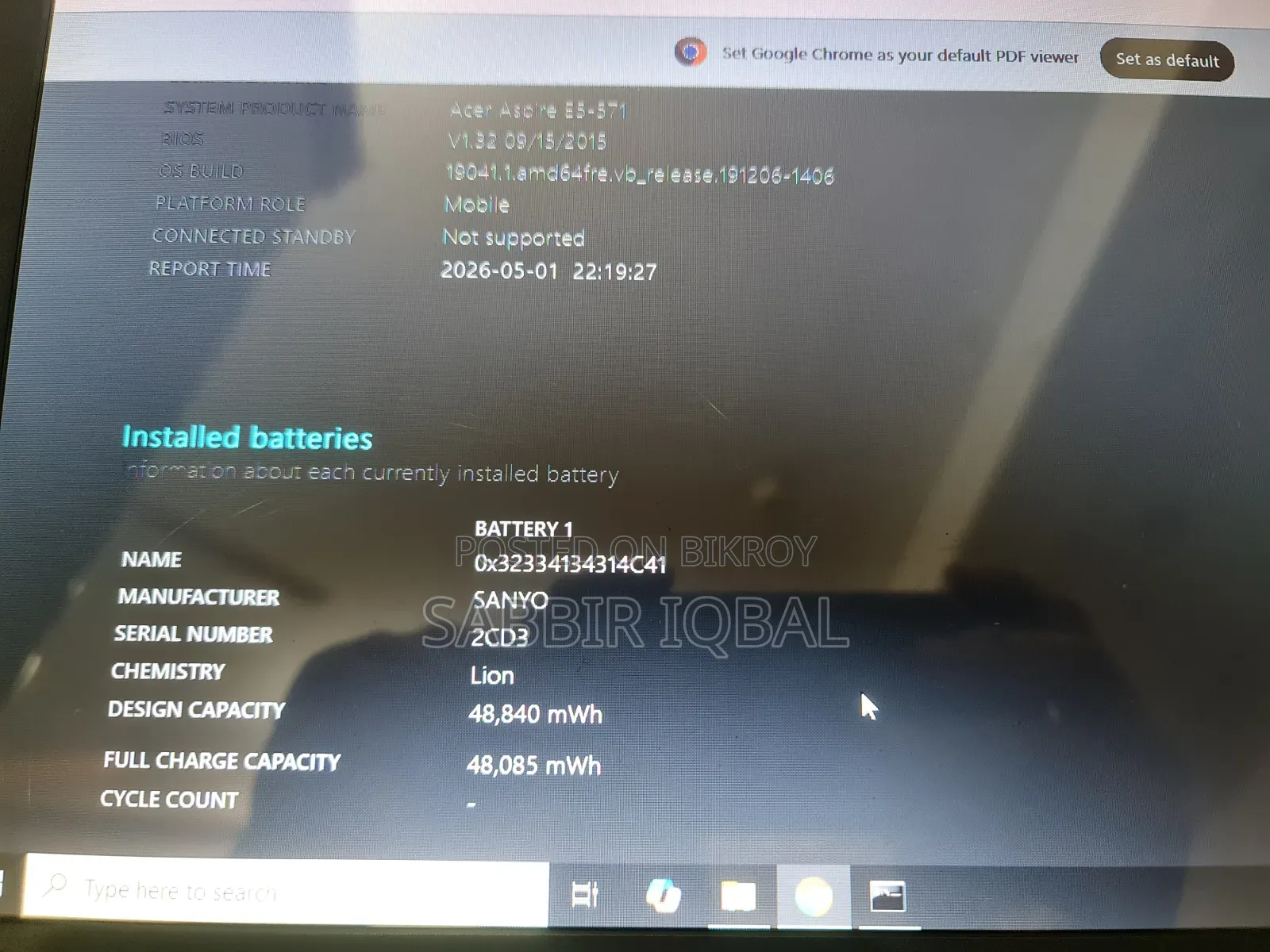 Laptop Acer Aspire E5-571 8GB Intel Core I7 SSD 128GB