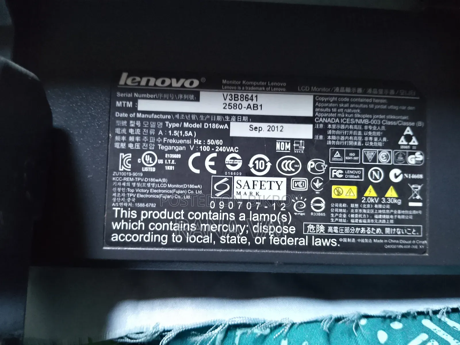 Monitor Like New Lenevo
