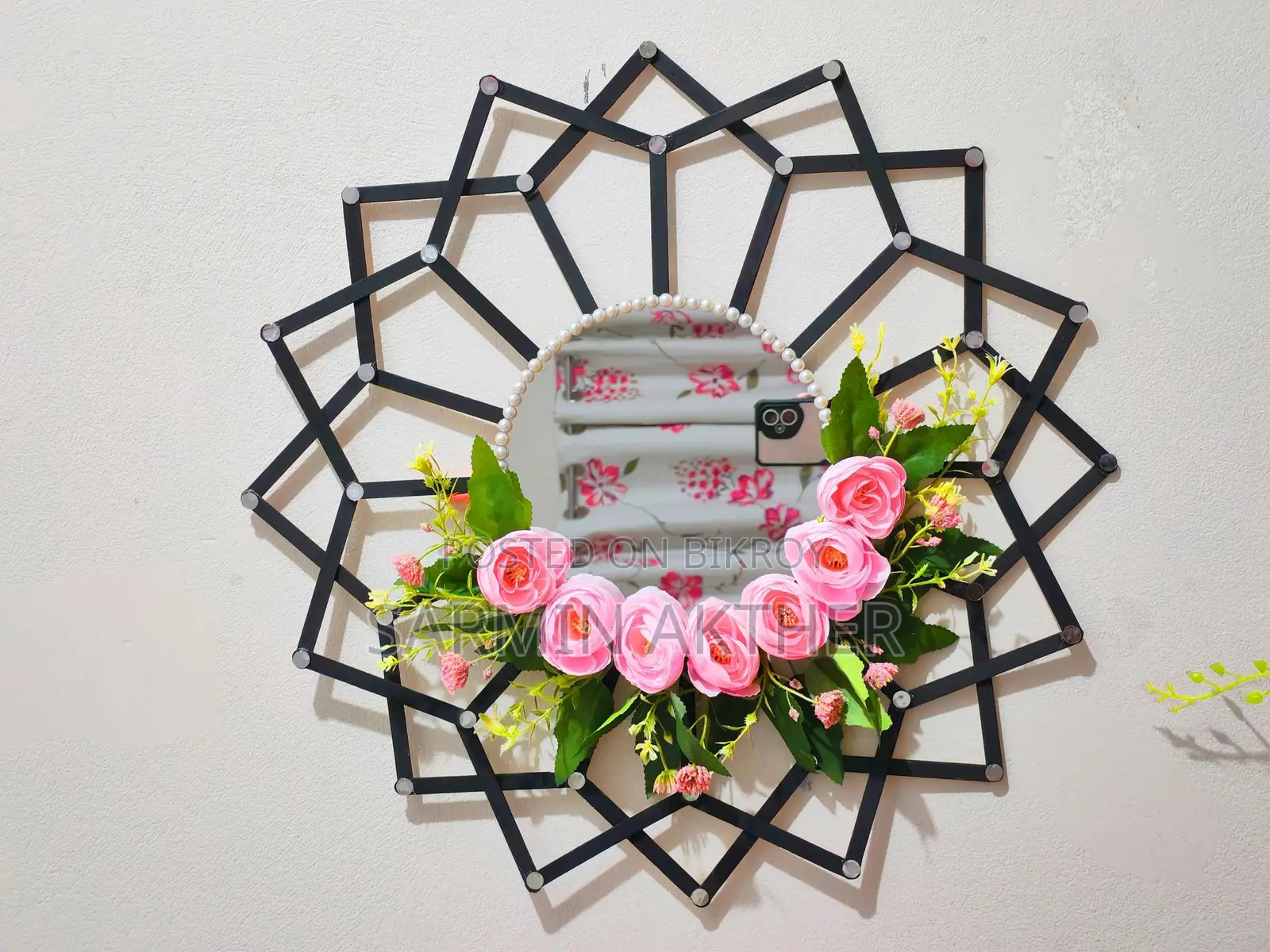 Wall Hanging Mirror with Handcrafted Details