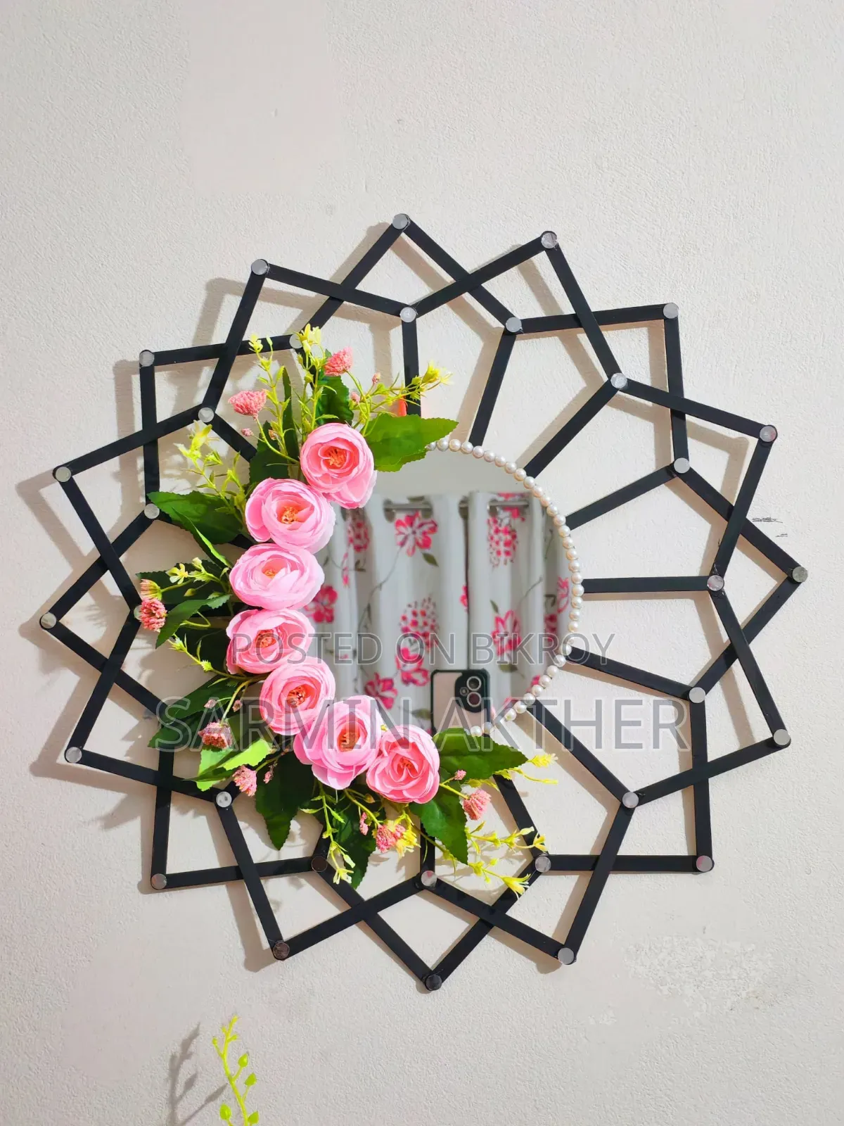 Wall Hanging Mirror with Handcrafted Details