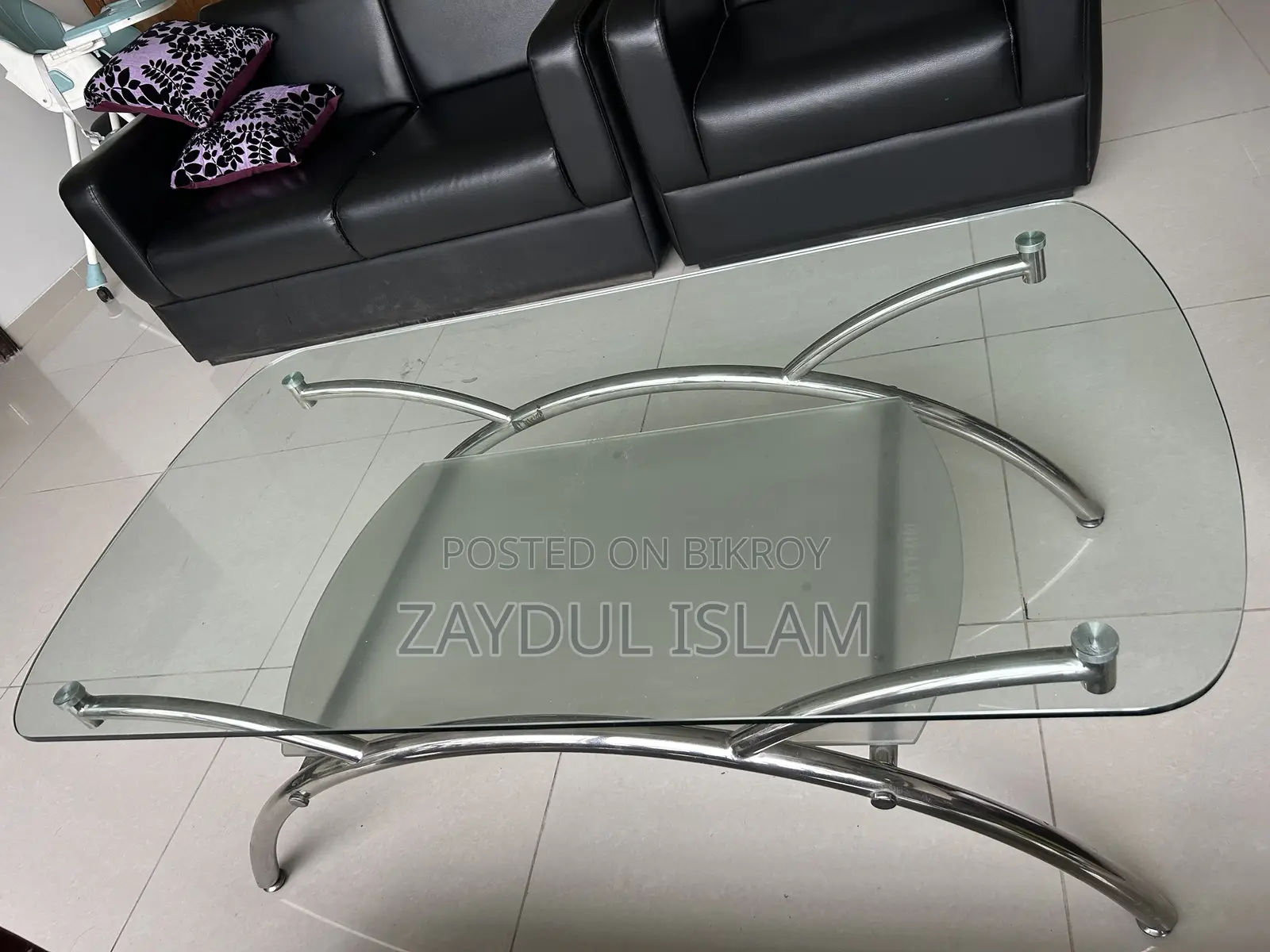Double Layer Tea Table With Steel Leg