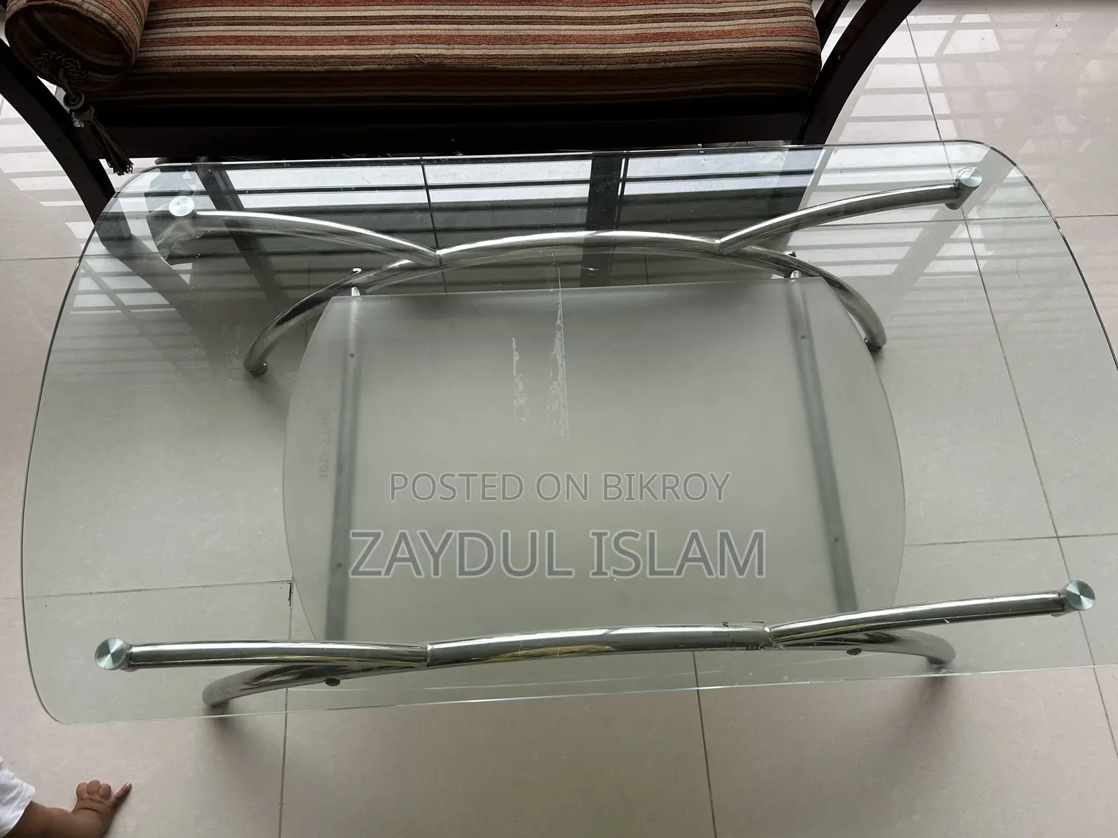 Double Layer Tea Table With Steel Leg