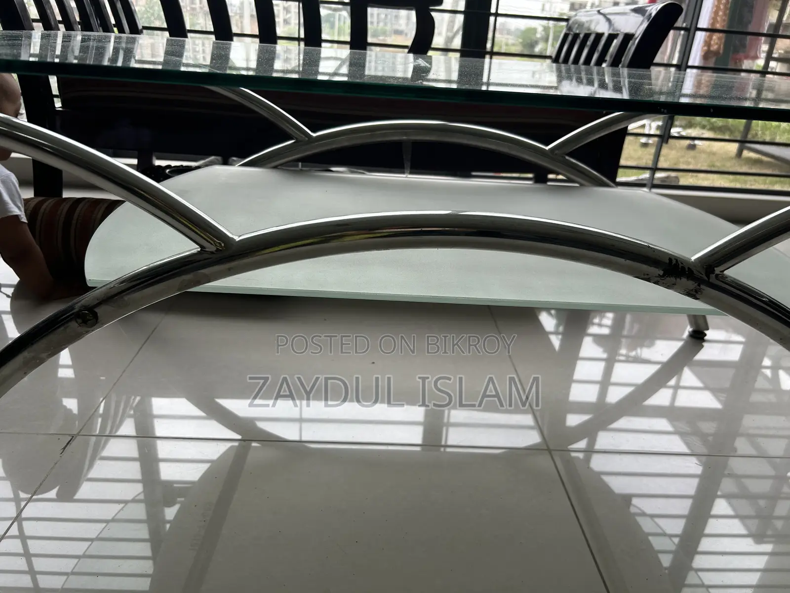 Double Layer Tea Table With Steel Leg