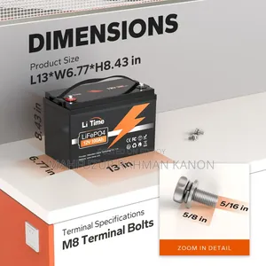 12V 100Ah Lithium Phosphate LiFePO4 Battery (A-Grade)