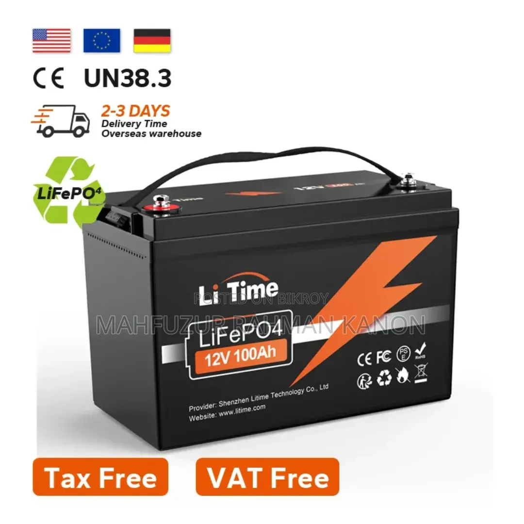 12V 100Ah Lithium Phosphate LiFePO4 Battery (A-Grade)