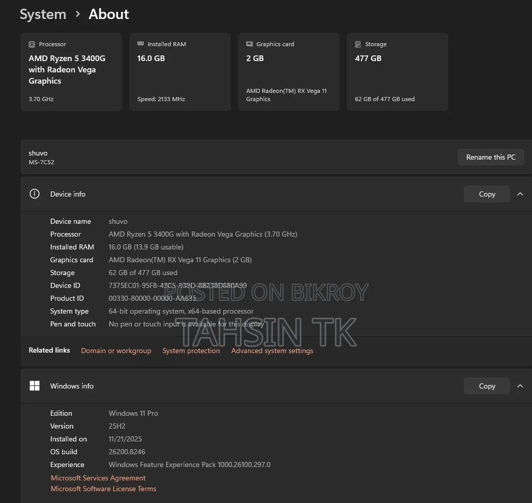 Desktop Computer Samsung AiO 24 16GB AMD Ryzen 5 SSHD+SSD 350GB