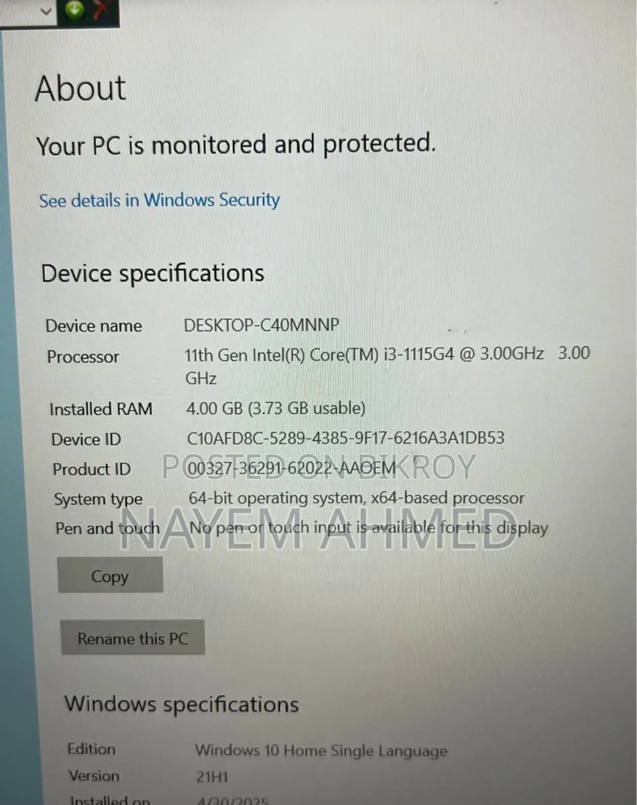 Laptop Dell Inspiron 15 3000 4GB Intel Core I3 SSD 1T