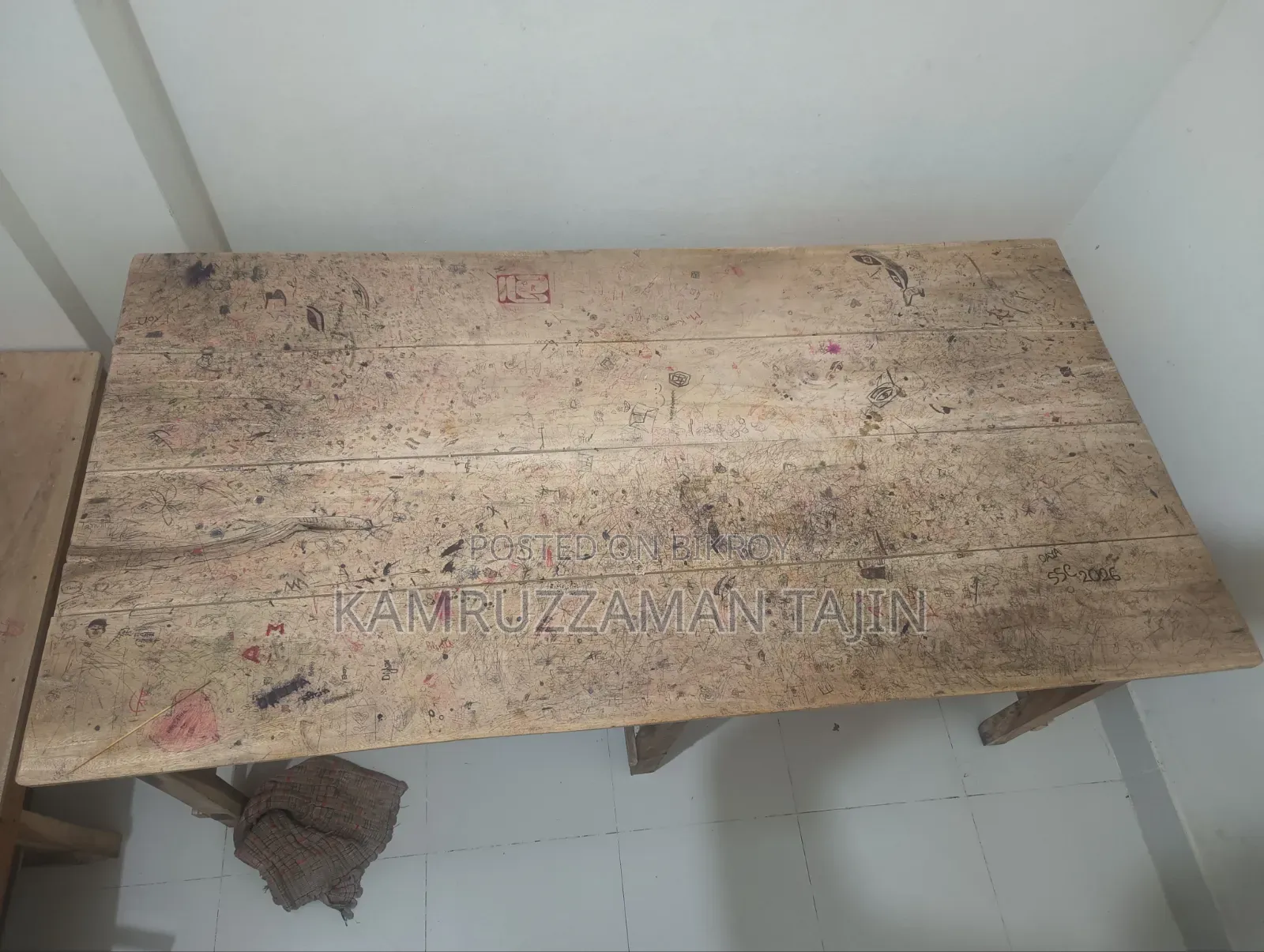Wooden Table and Low Benches