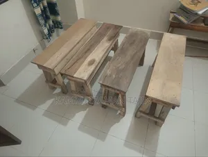 Wooden Table and Low Benches