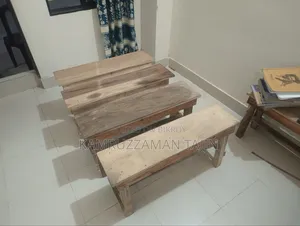Wooden Table and Low Benches