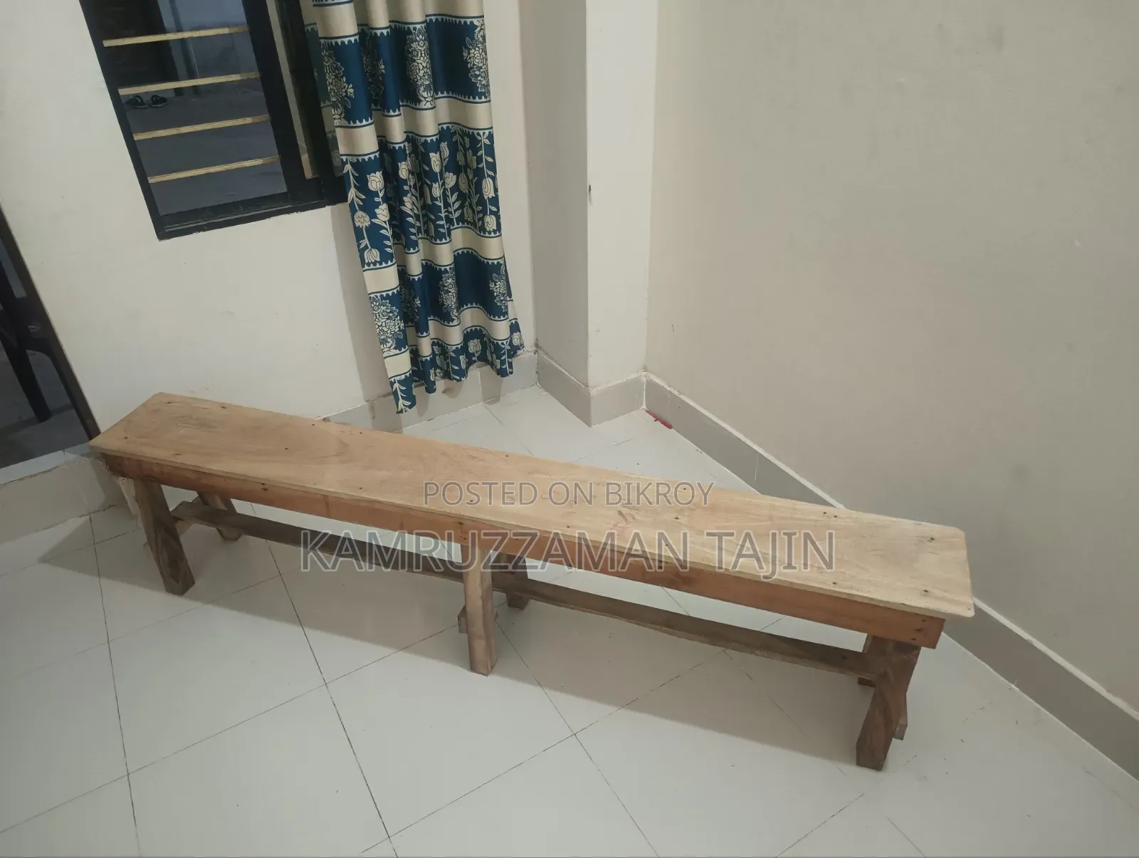 Wooden Table and Low Benches