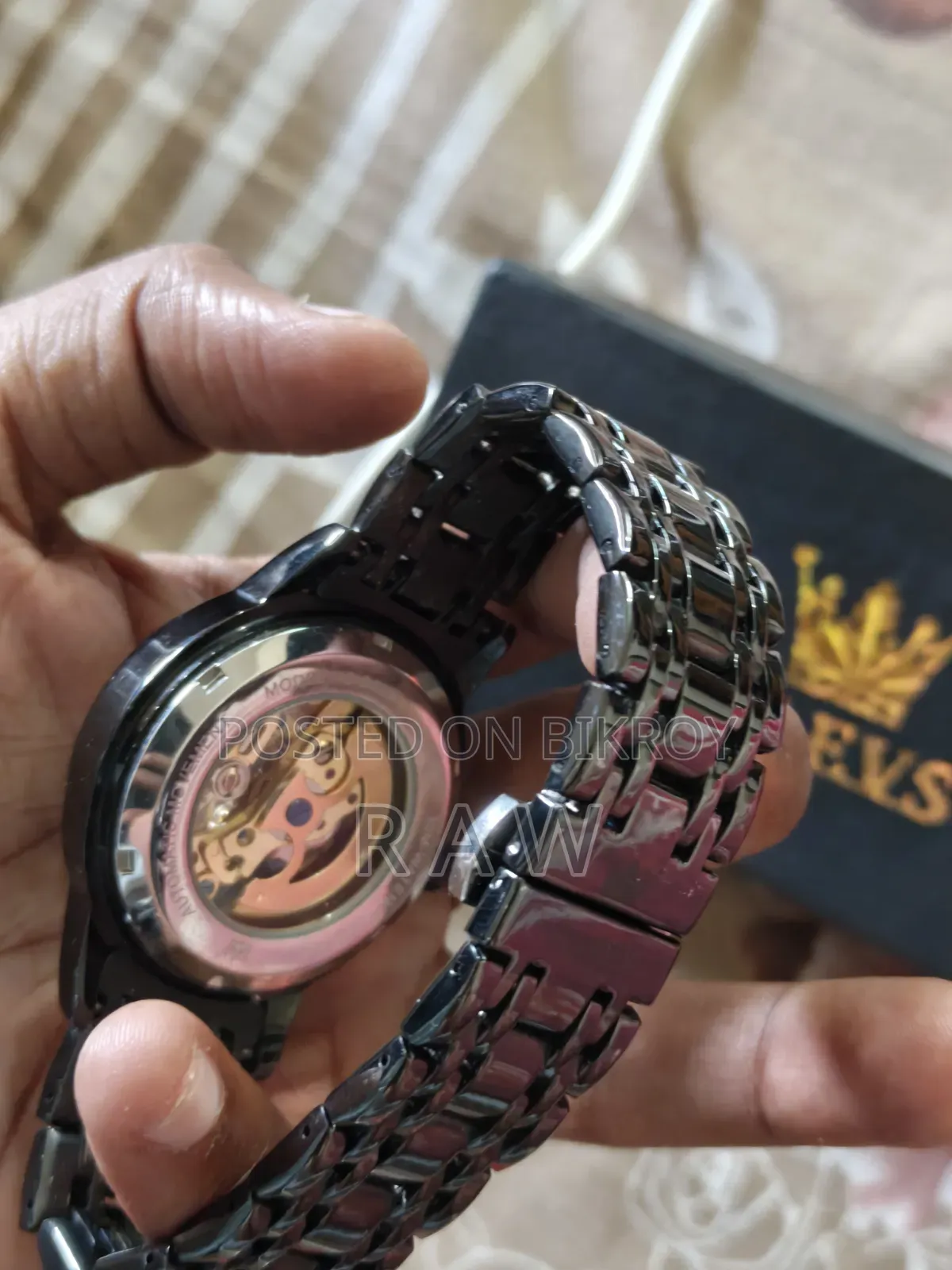 Original Qlevs Luxury Automatic Skeleton Watch