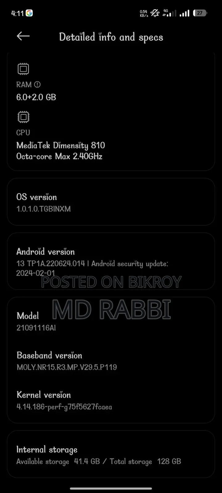 Xiaomi Redmi Note 11 Pro 5G 128 GB Blue