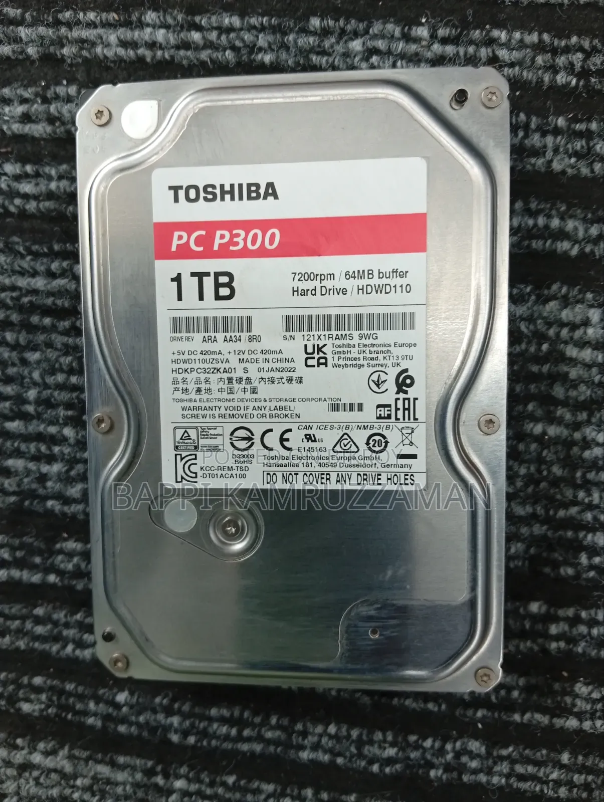Super Fresh Condition 1 Terabyte Toshiba Hard Drive for Sale!
