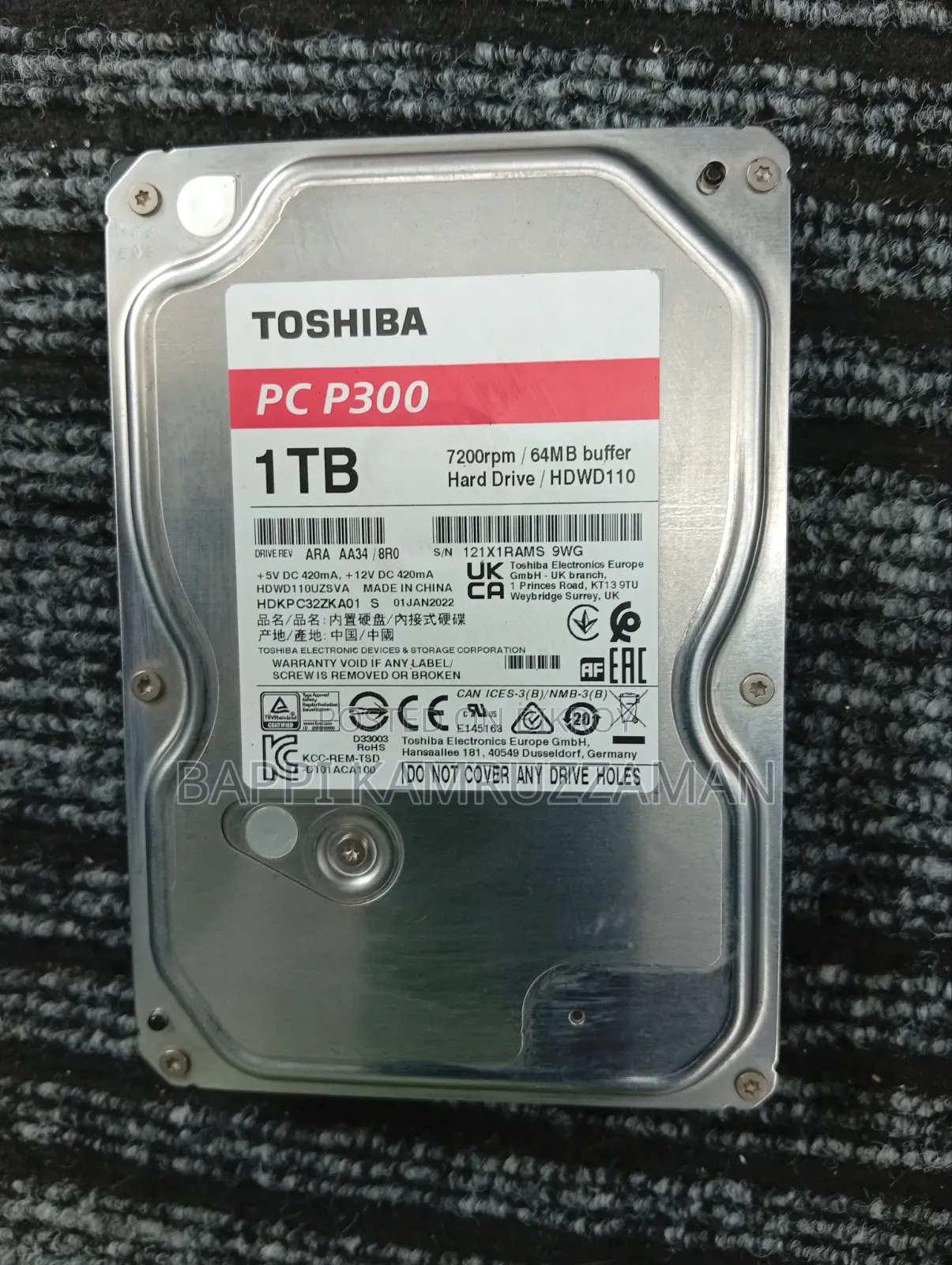 Super Fresh Condition 1 Terabyte Toshiba Hard Drive for Sale!