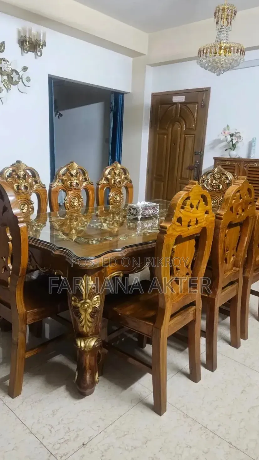 100% Authentic Shegun Wood Dining Table (Recently Lacquered)
