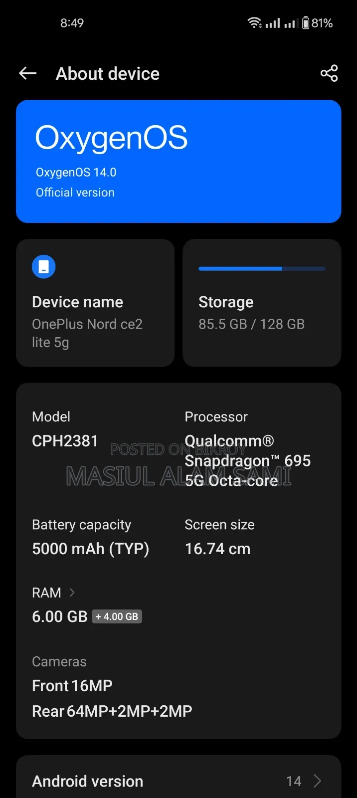 OnePlus Nord CE 2 Lite 5G 128 GB Black
