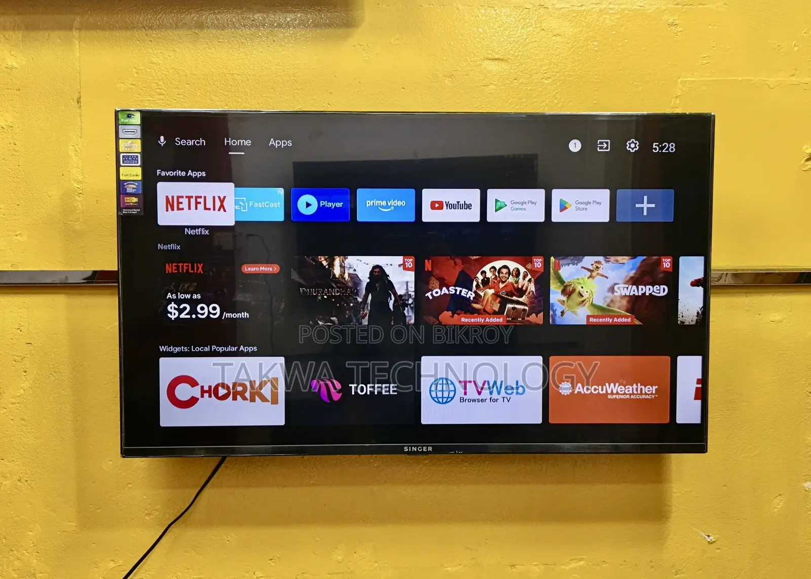 Singer-43"Inche Smart Android Frameless Voice Control Korean Tv