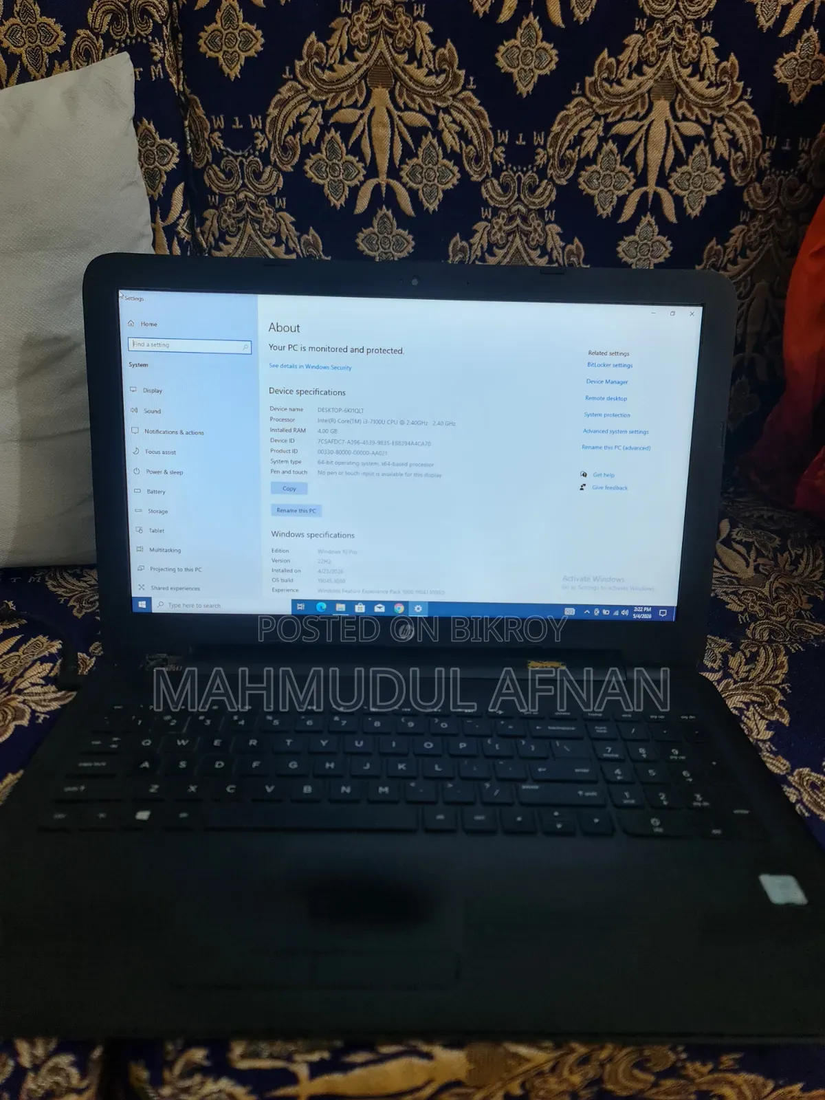 Laptop HP 15 4GB Intel Core i3 SSD 128GB