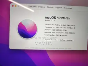 Laptop Apple MacBook 2015 8GB Intel Core I5 SSD 256GB