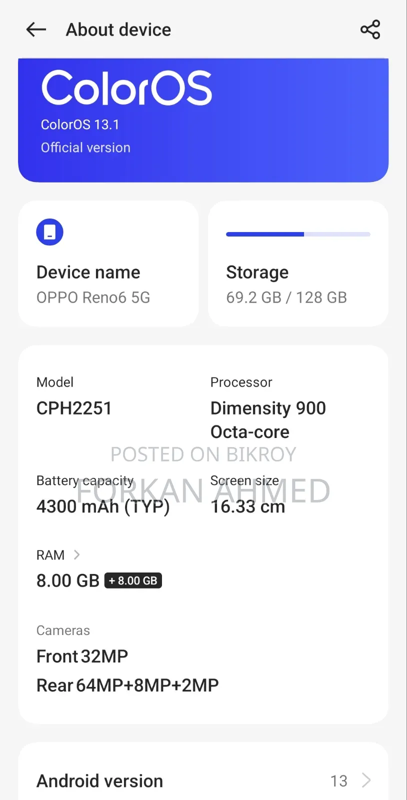Oppo Reno6 5G 128 GB Black
