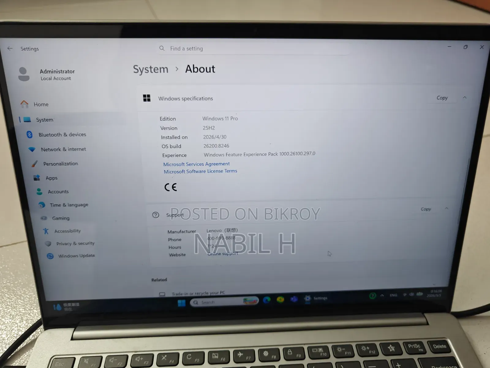 Laptop Lenovo 16GB AMD Ryzen 5 SSD 256GB