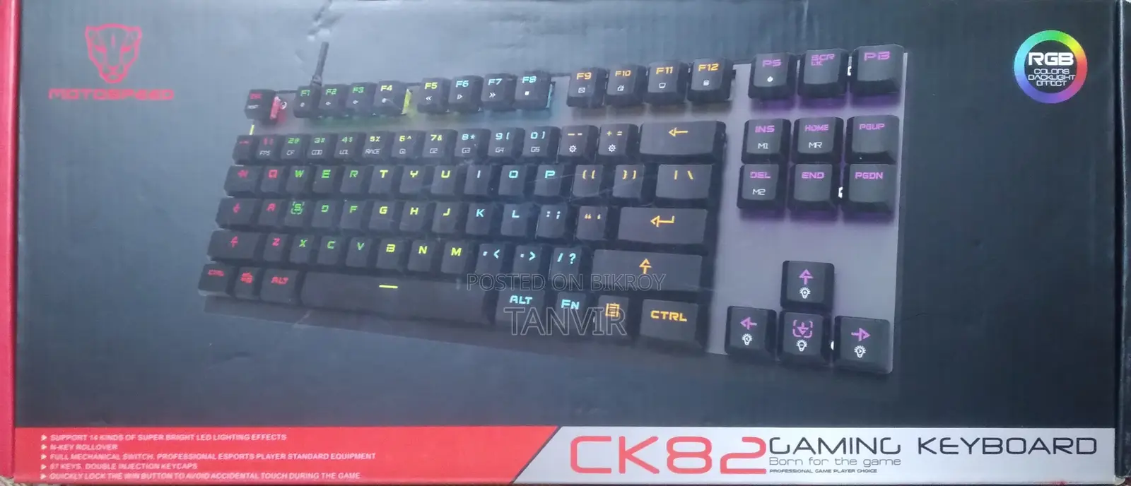 Motospeed Ck82 RGB Wired Black Mechanical Gaming Keyboard
