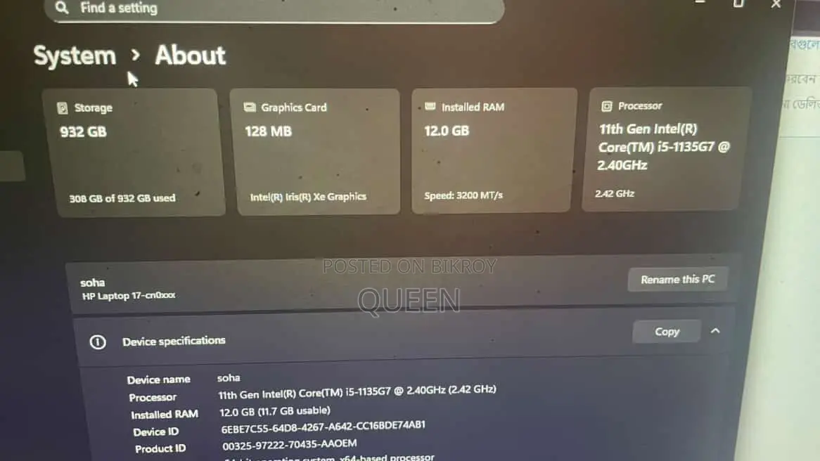 Laptop HP 17-3000 12GB Intel Core I5 HDD+SSD 1.5T