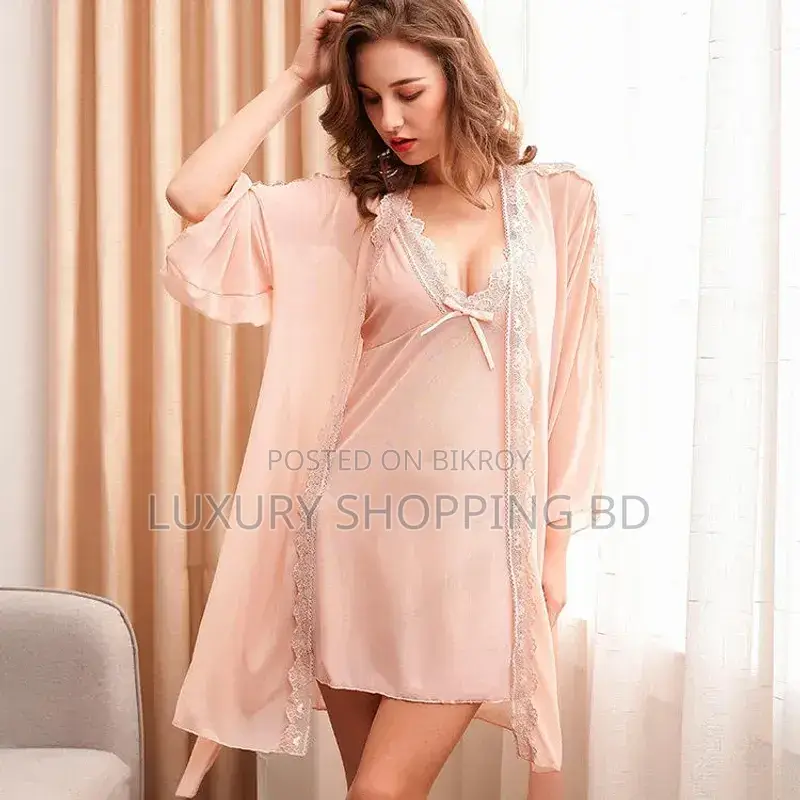 Luxury Lace Robe Nightwear Set for Women – Elegant Sheer Sleepwear