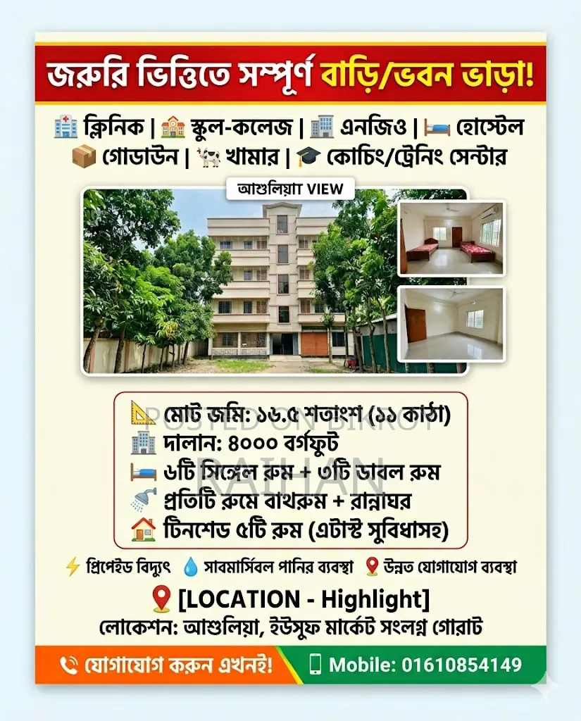 Urgent: Entire Building/House for Rent!