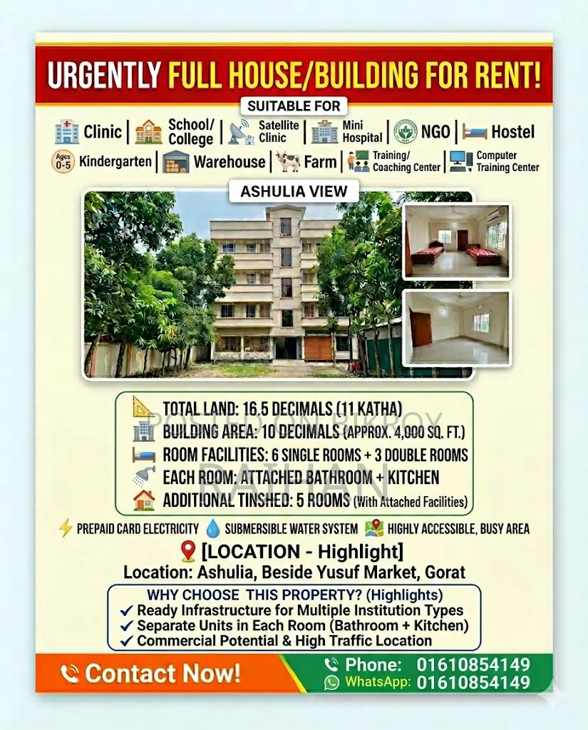 Urgent: Entire Building/House for Rent!