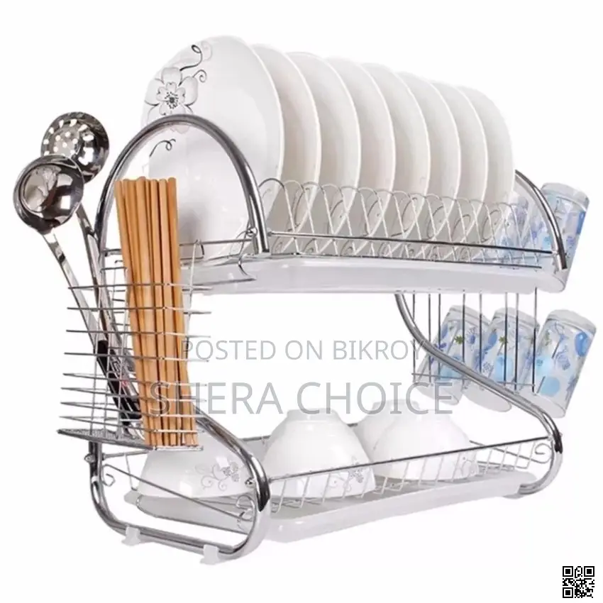 2-Tier Stainless Steel Dish Drainer Rack
