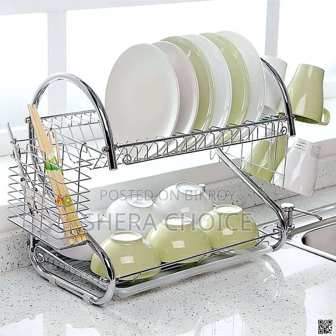 2-Tier Stainless Steel Dish Drainer Rack