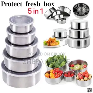 Stainless Steel Food Box Set (5 PCS With Lid)