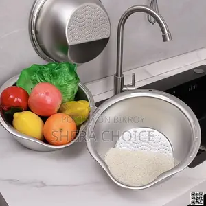 Stainless Steel Rice Washer Strainer Bowl