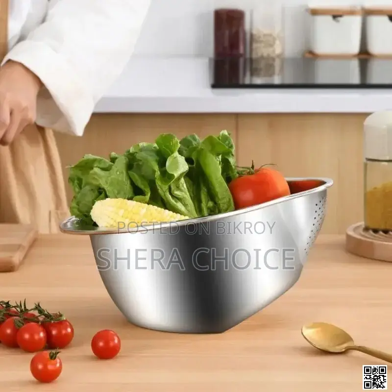 Stainless Steel Rice Washer Strainer Bowl